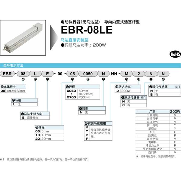 CKD喜開理電動執(zhí)行器（無馬達型）滑塊型EBR-08LE-00-100650NNN-F2CB