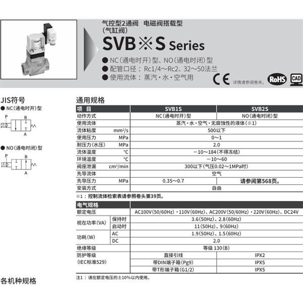 CKD喜開理氣控型2通閥（氣缸閥）SVB1S-20A-02CS-AC100V