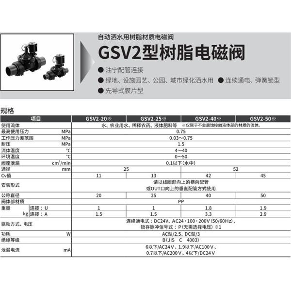 CKD喜開理自動灑水用樹脂制電磁閥GSV2-20-DC24V