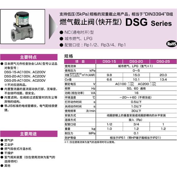 CKD喜開理氣體遮蔽閥（快開型）DSG-20-W-AC100V